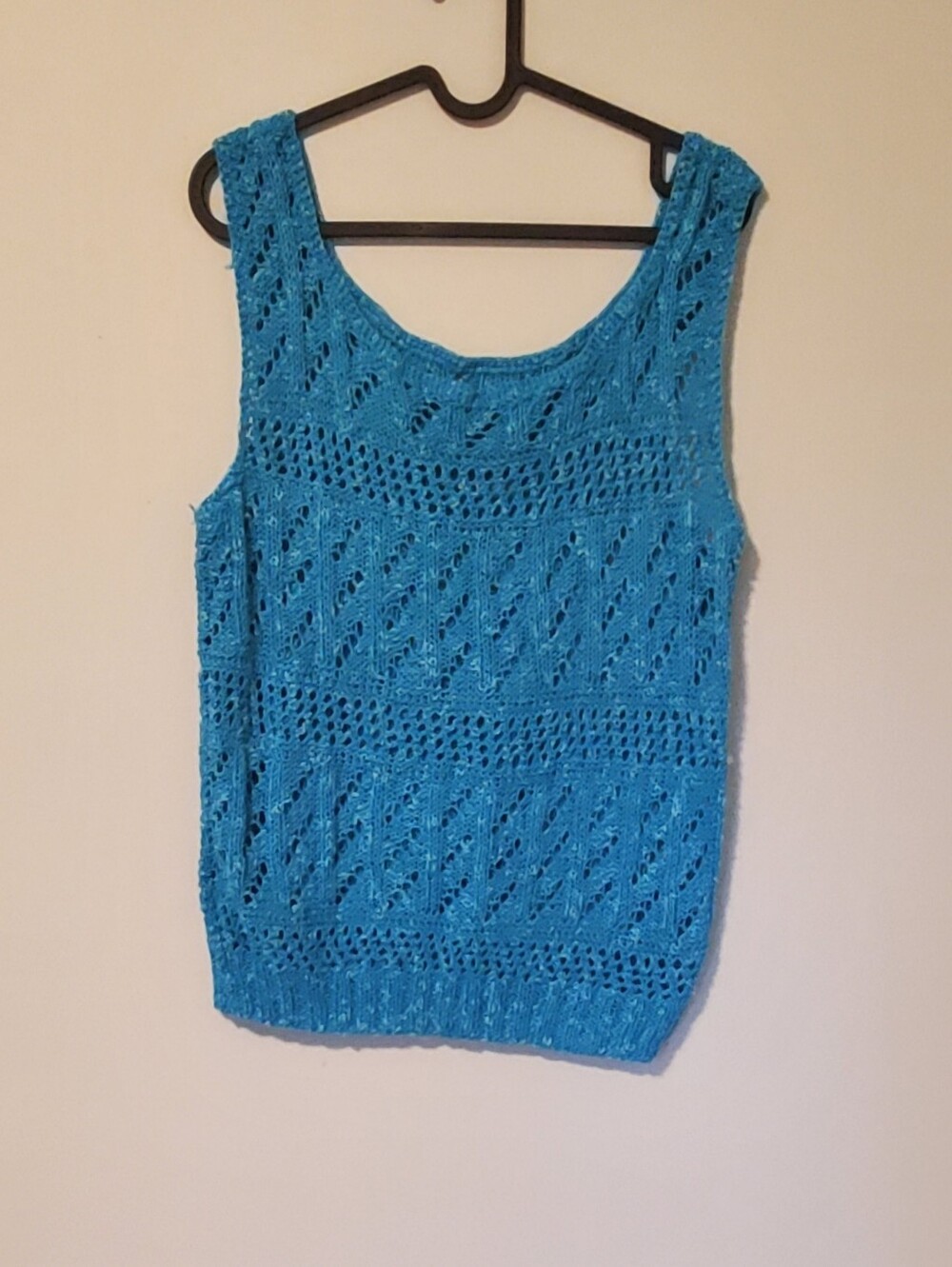 Turquoise Crochet Knit Tank Top